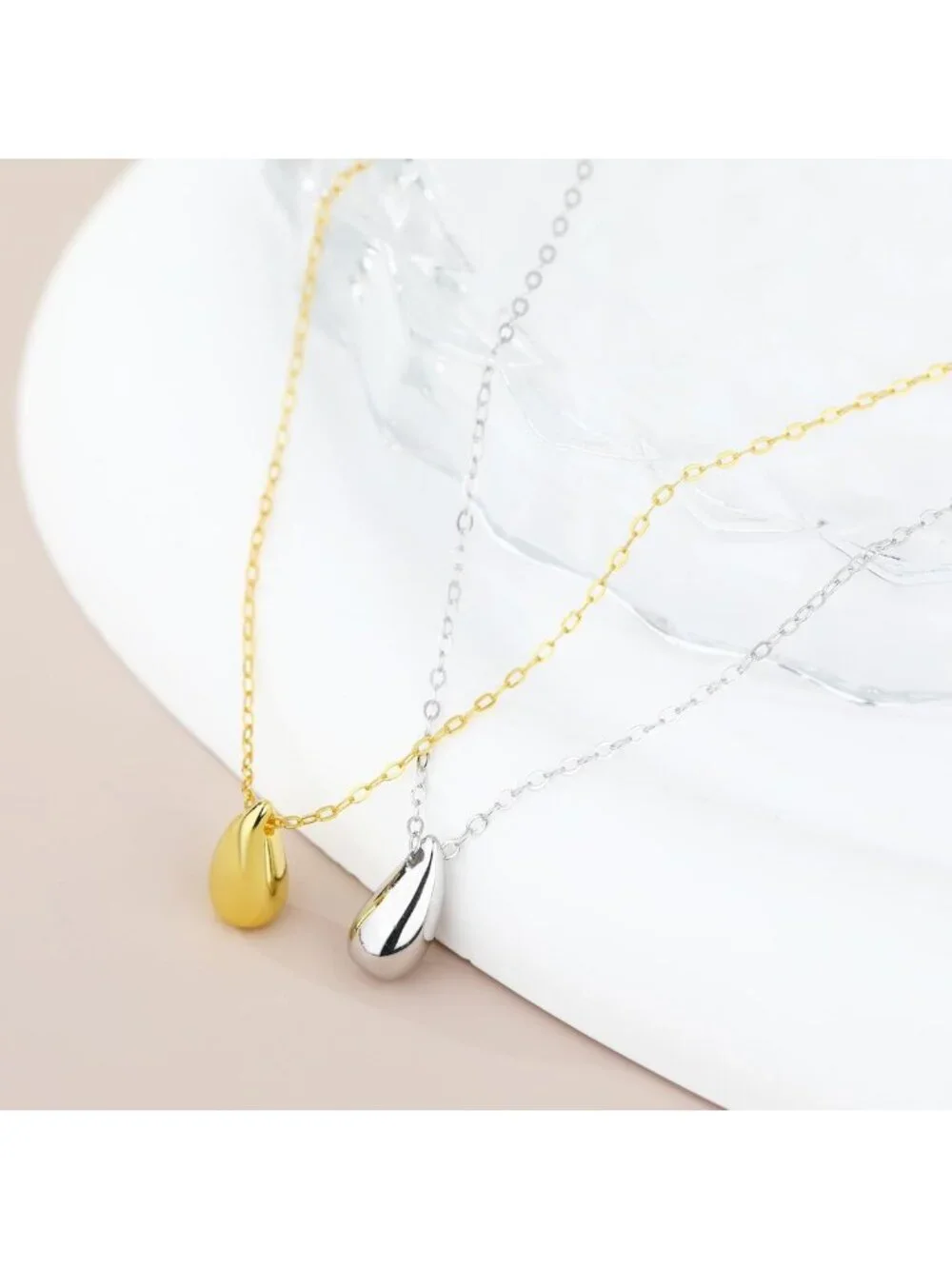 Minimalist Teardrop Pendant Necklace, S925 Sterling Silver Jewelry Gift for Her